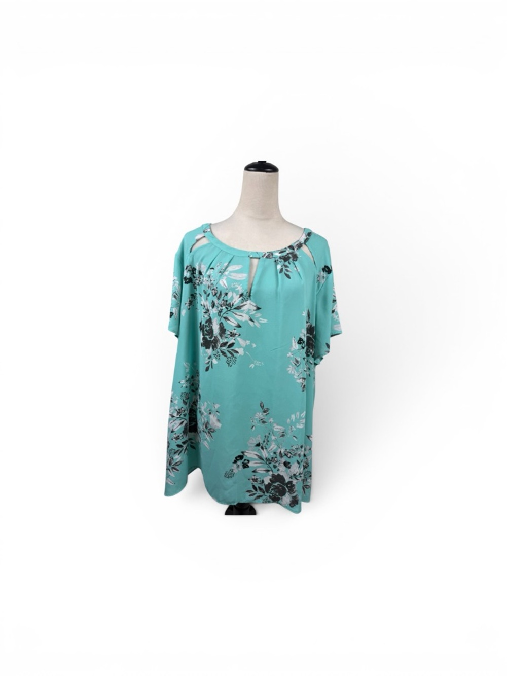 torrid Turquoise Floral Short-Sleeve Top with open cut design size 4-4X/26